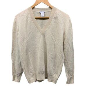Tomas Maier Cashmere Ribbed Sweater‎ Women’s 2 Cream Soft Luxe Knit Premium Top